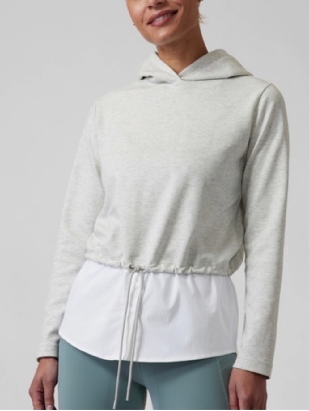 Athleta Gallery Hoodie Top Heathered Gray